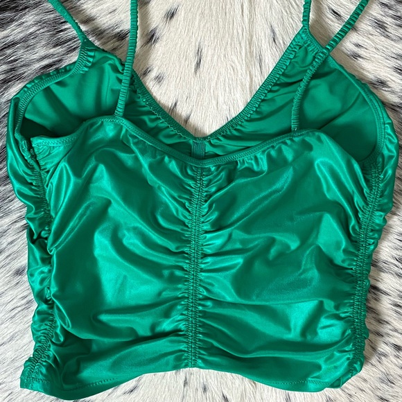 ALEXANDER WANG RUCHED JERSEY CAMI, SZ L GREEN - Picture 14 of 15